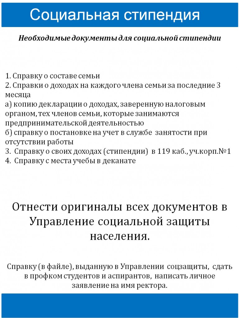 социальная стипендия